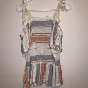 Copper key tie top off the shoulder shirt